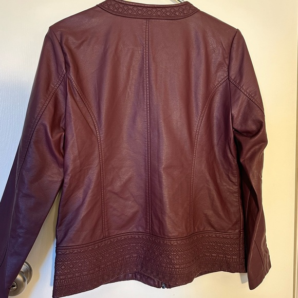 Christopher & Banks Maroon faux leather jacket. - Picture 2 of 3